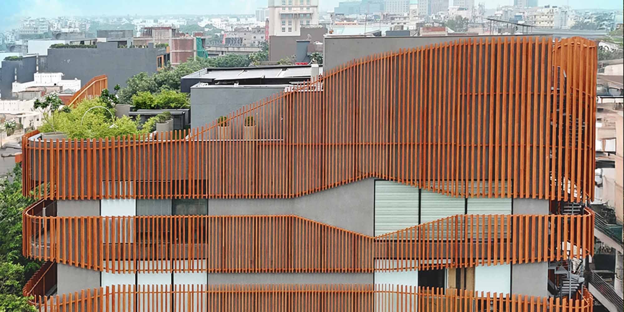 Low maintenance aluminium louver facade for durable building exterior India