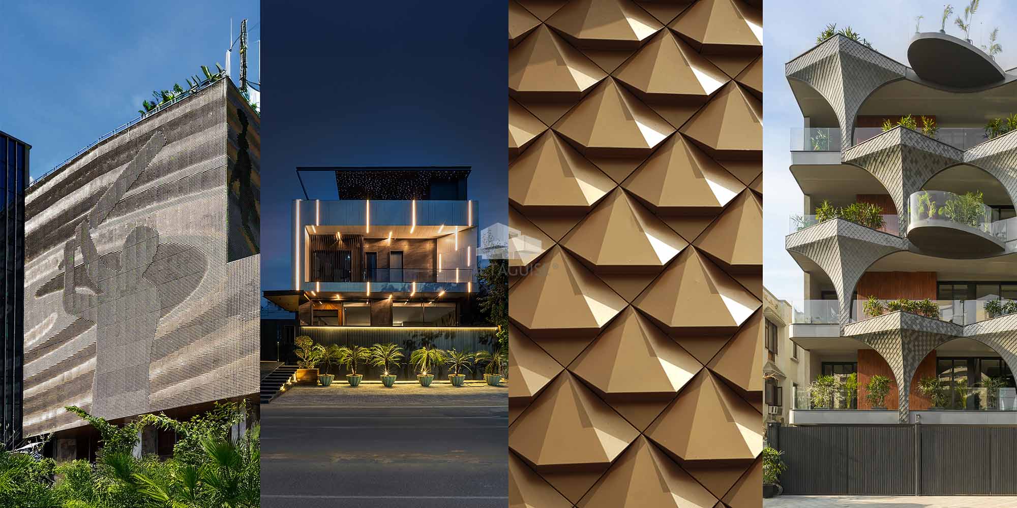 Luxury parametric facade design for a high-end residential project in India with modern metal cladding by Metaguise