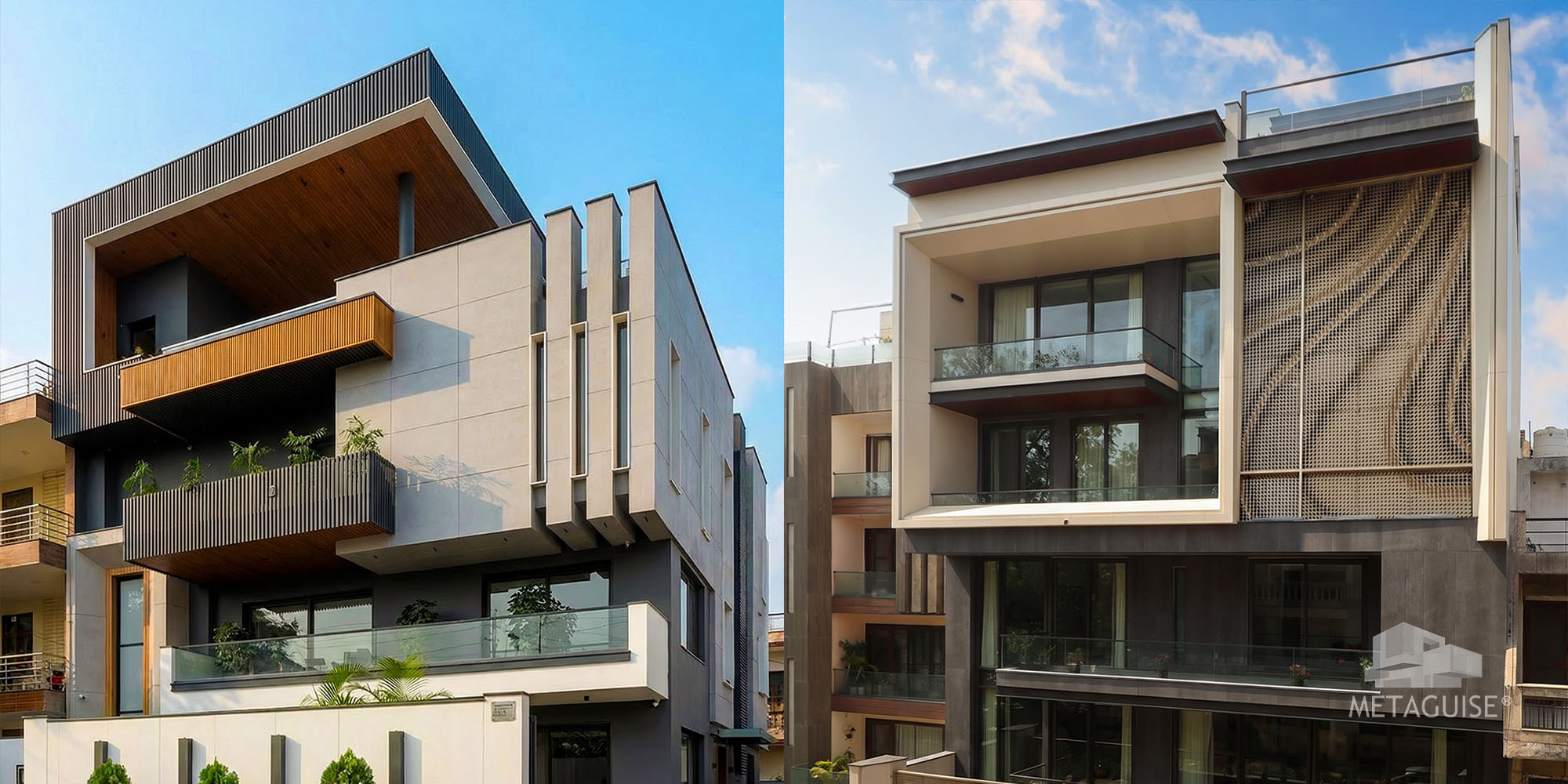 Bungalow and duplex facade design ideas for Indian homes - Metaguise