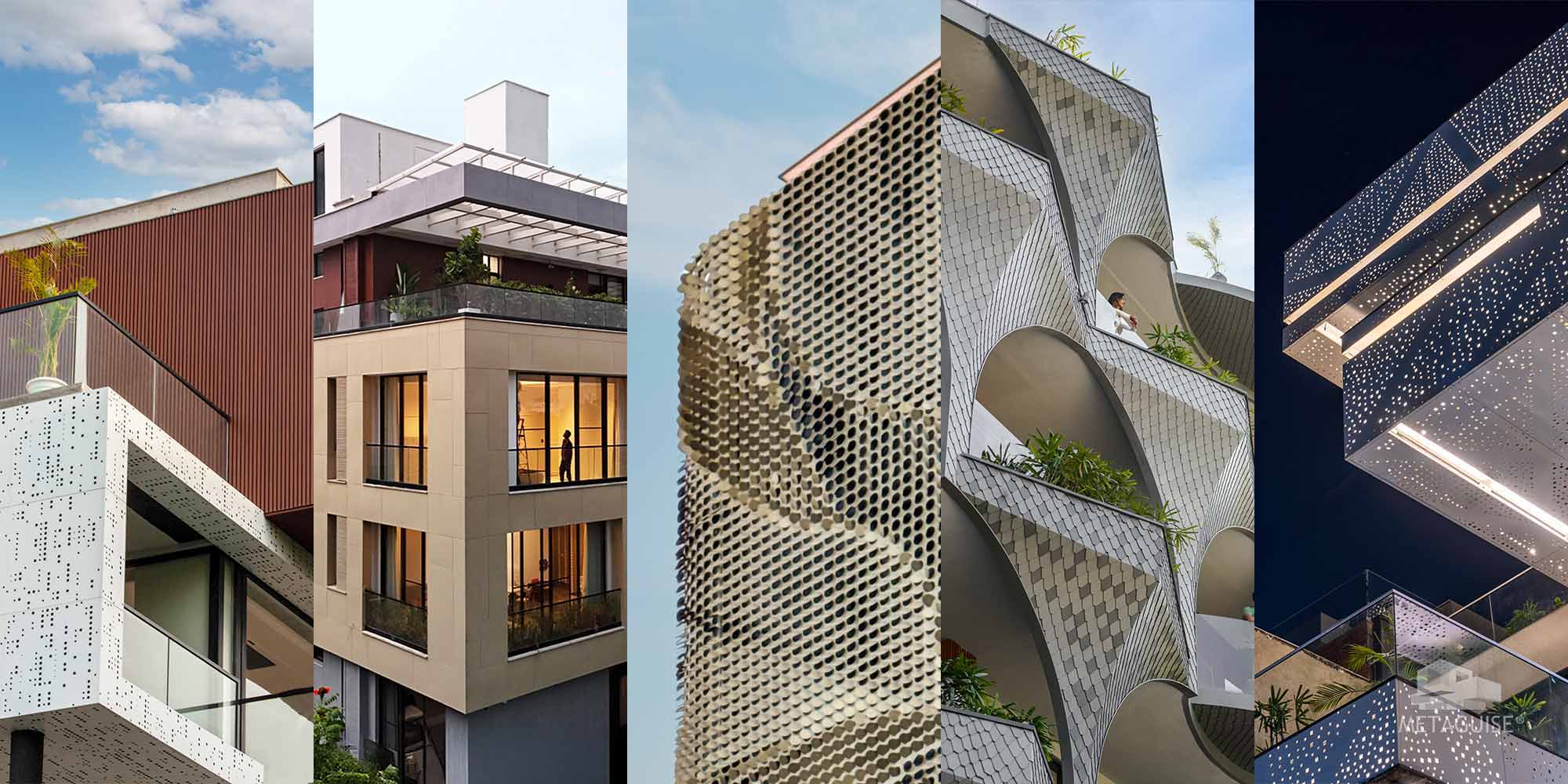 luxury residential building with metal facade cladding designed for durability in Indian heat and monsoon