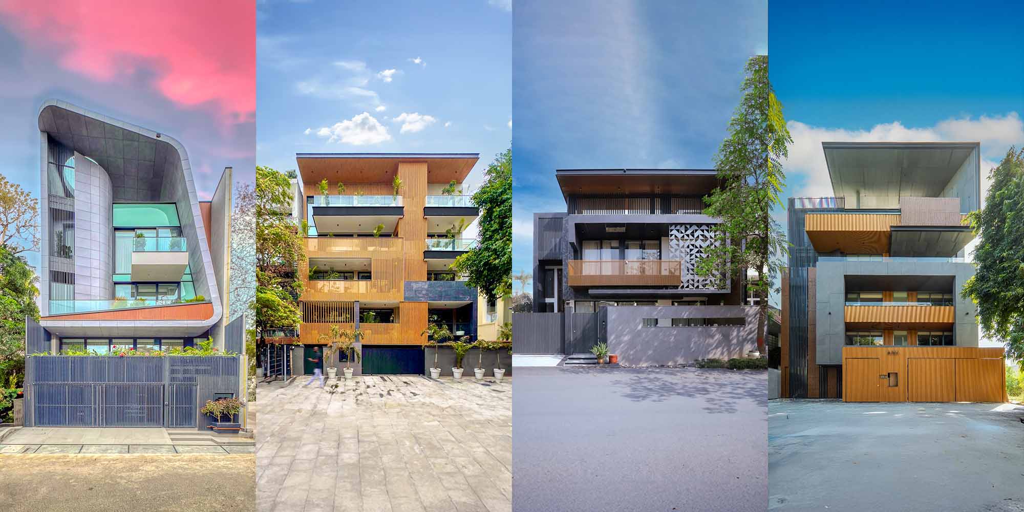 Best materials for luxury villa exterior design — dark metal facade with fluted panels and stone cladding by Metaguise